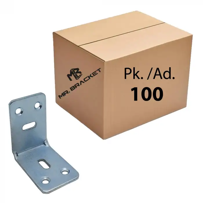 Toptan 100 ad. - 30x45x45mm L Demir Gönye Köşebent - Mobilya Dolap Köşe Birleştirme Bağlantı Aparatı