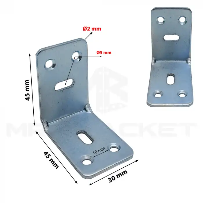 Toptan 100 ad. - 30x45x45mm L Demir Gönye Köşebent - Mobilya Dolap Köşe Birleştirme Bağlantı Aparatı