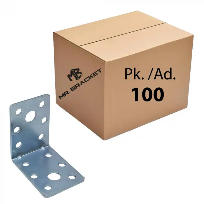 Toptan 100 ad. - 35x50x50mm L Demir Gönye Köşebent - Mobilya Dolap Köşe Birleştirme Bağlantı Aparatı