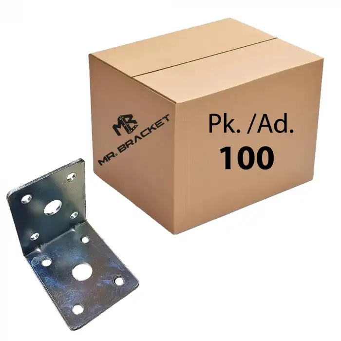 Toptan 100 ad. - 40x50x50mm L Demir Gönye Köşebent - Mobilya Dolap Köşe Birleştirme Bağlantı Aparatı