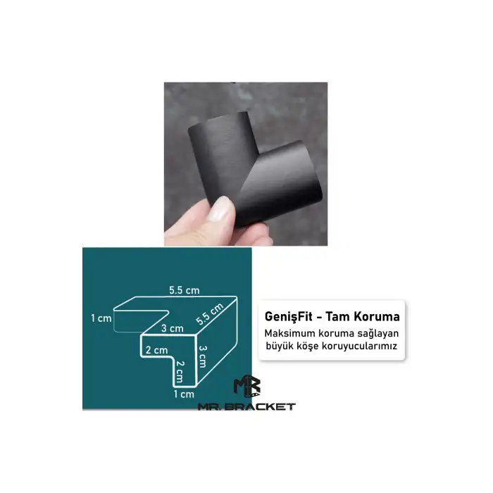 4 ad. Hazır Yapışkanlı Siyah Kalın Kauçuk Yumuşak Bebek Köşe Koruyucu Sünger Mobilya Kenar Koruma