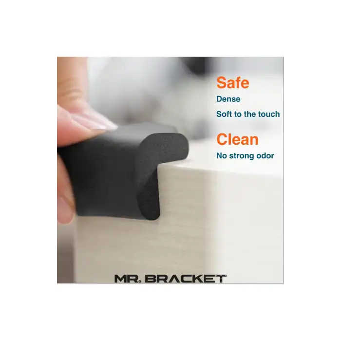 4 ad. Hazır Yapışkanlı Siyah Kalın Kauçuk Yumuşak Bebek Köşe Koruyucu Sünger Mobilya Kenar Koruma