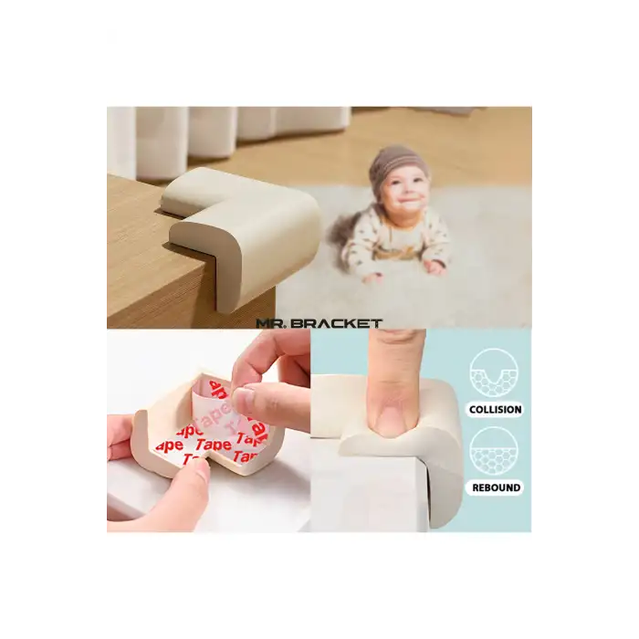 4 ad. Hazır Yapışkanlı Gri Kalın Kauçuk Yumuşak Bebek Köşe Koruyucu Sünger Bant Masa Kenar Koruma