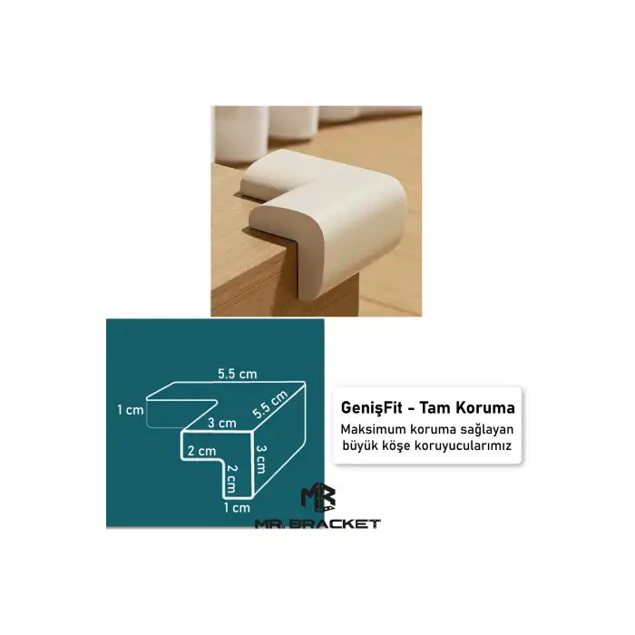 4 ad. Hazır Yapışkanlı Krem Kalın Kauçuk Bebek Köşe Koruyucu Çocuk Güvenlik Sehpa Kenar Koruyucuları