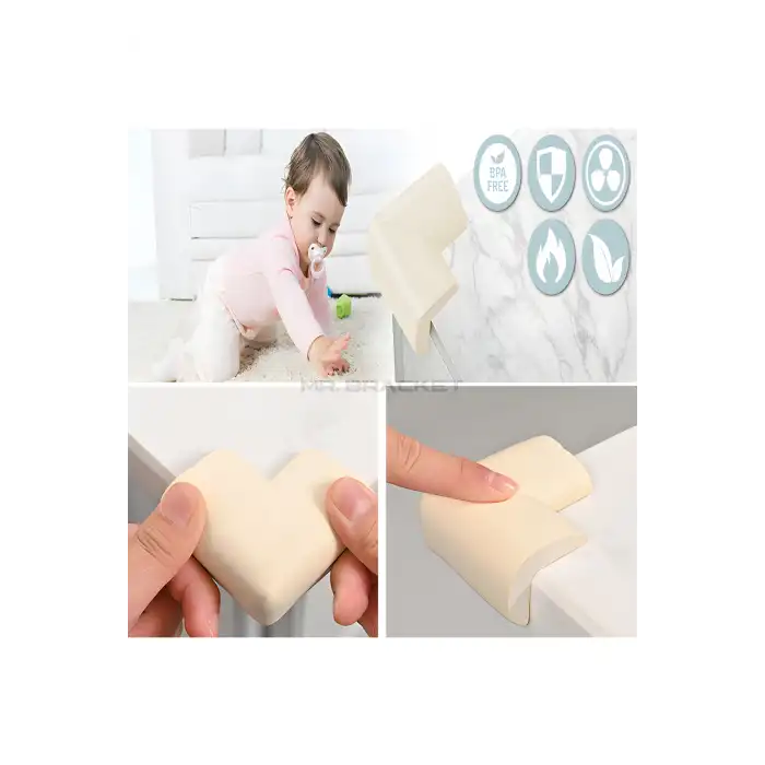 4 ad. Hazır Yapışkanlı Krem Kalın Kauçuk Bebek Köşe Koruyucu Çocuk Güvenlik Sehpa Kenar Koruyucuları