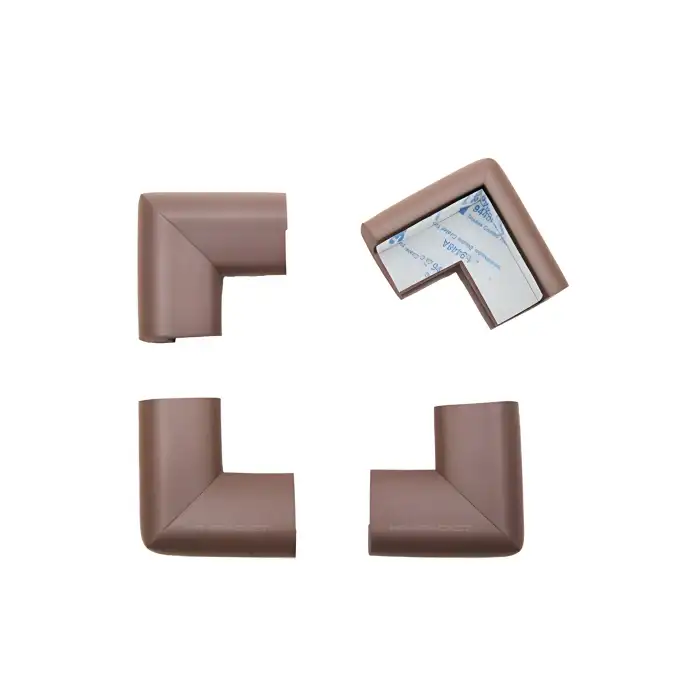 4 ad. Hazır Yapışkanlı Kahve Kalın Kauçuk Yumuşak Bebek Köşe Koruyucu Yastık Yatak Baza Kenar Koruma