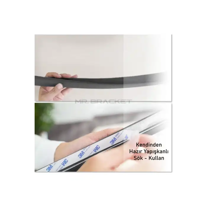 2 metre Hazır Yapışkanlı Siyah Kauçuk Bebek Kenar Koruyucu Kalın Form - Sehpa Masa Köşe Çocuk Koruma