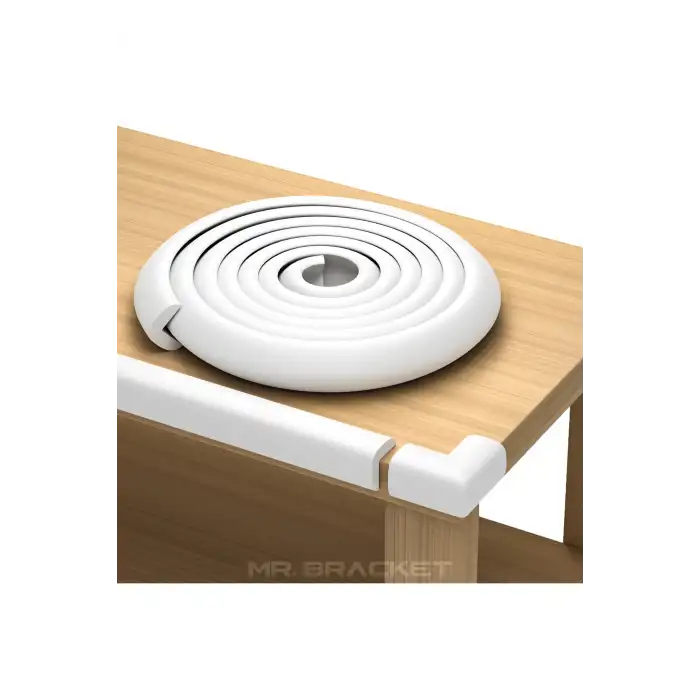 2 m. Hazır Yapışkanlı Beyaz Bebek Kauçuk Kenar Koruyucu Kalın Form - Mobilya Masa Köşe Çocuk Koruma