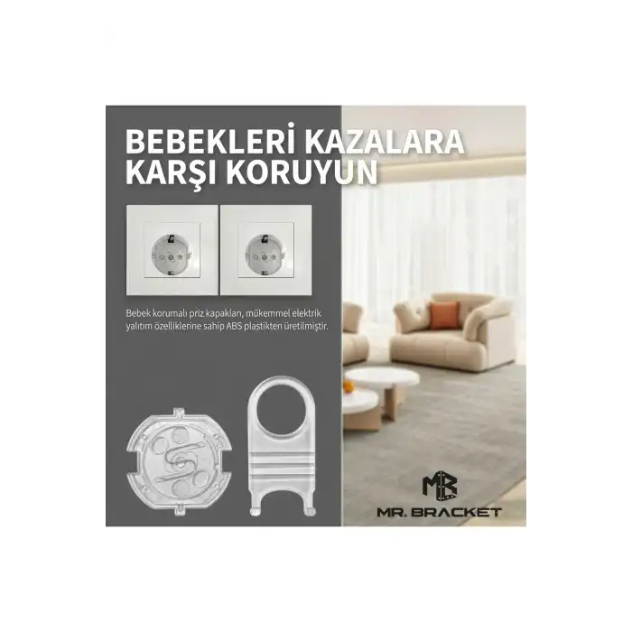 10 Kapak + 2 Anahtar Otomatik Priz Koruyucu Çocuk Kilidi Seti Şeffaf - 3m Yapışkanlı Priz Kapatıcı