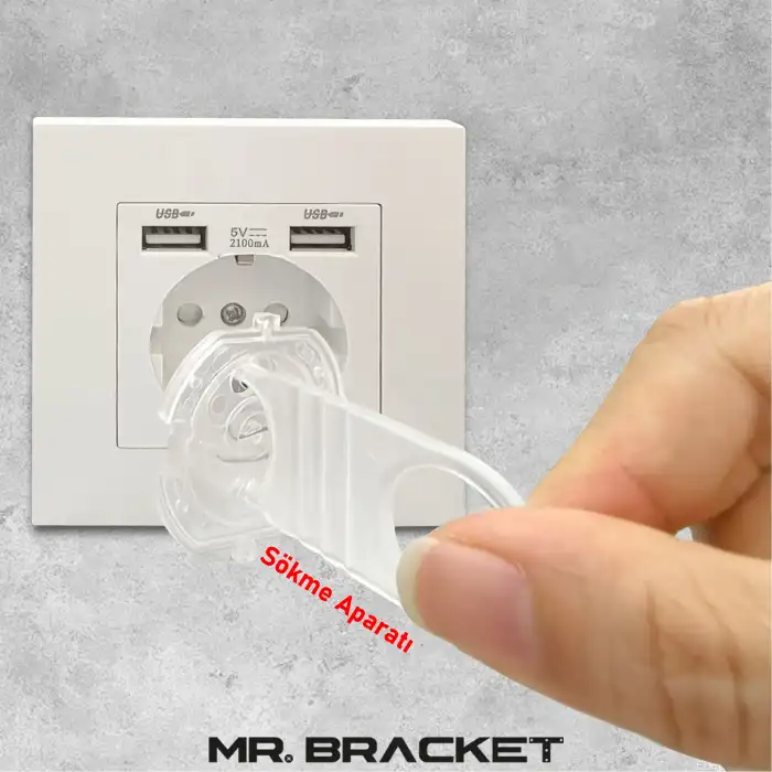 5 Kapak + 1 Anahtar Otomatik Kapanır Bebek Priz Koruyucu Şeffaf - Priz Koruma Emniyet Aparatı Kapağı