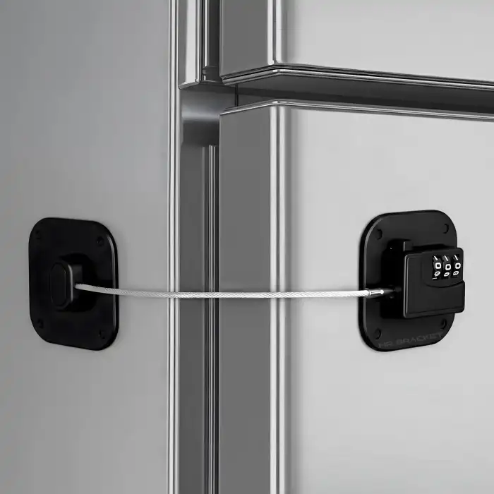 Şifreli Çelik Halatlı Yapışkanlı Çocuk Güvenlik Kilidi Siyah Pencere Cam Dolap Buzdolabı Kapak Kilit