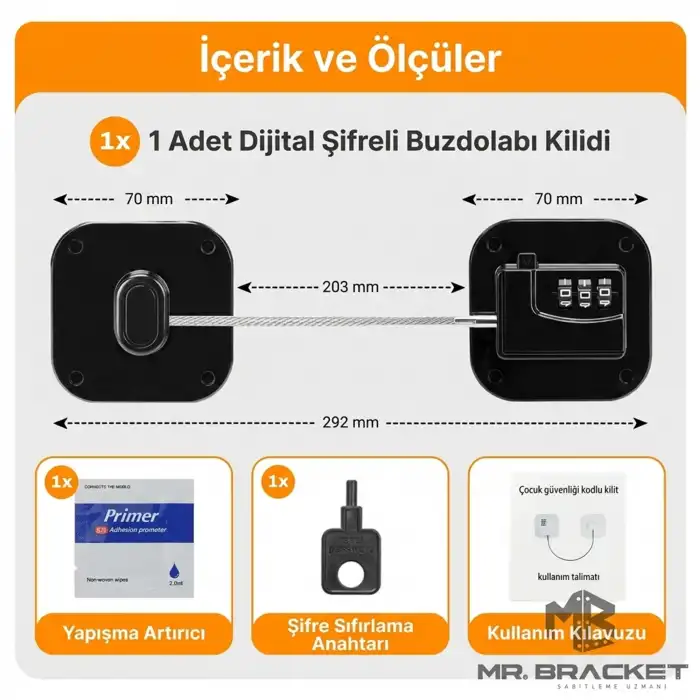 Şifreli Çelik Halatlı Yapışkanlı Çocuk Güvenlik Kilidi Siyah Pencere Cam Dolap Buzdolabı Kapak Kilit