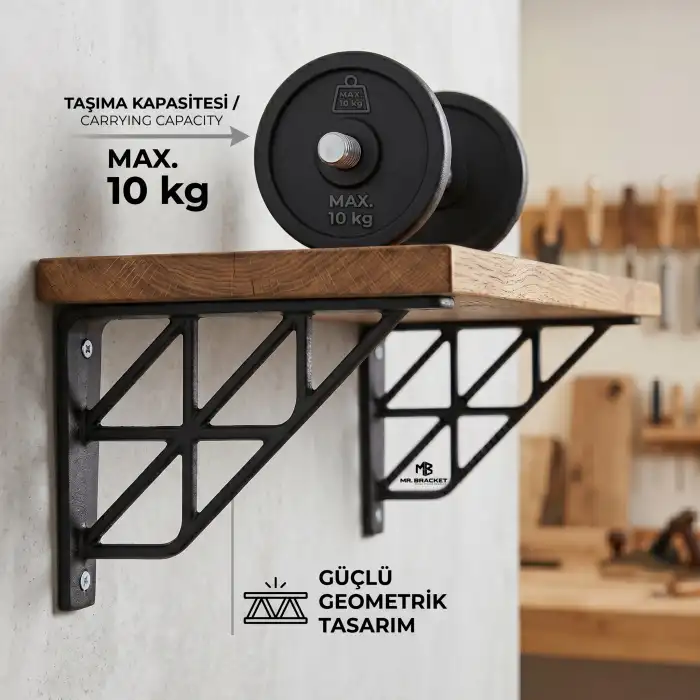 Beyaz Üçgen Desen Plastik Raf Altı Tutucu Ayak 18cm - Banyo L Raf Ayağı Duvar Montaj Destek Aparatı