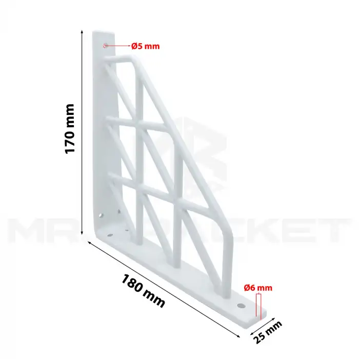Beyaz Üçgen Desen Plastik Raf Altı Tutucu Ayak 18cm - Banyo L Raf Ayağı Duvar Montaj Destek Aparatı