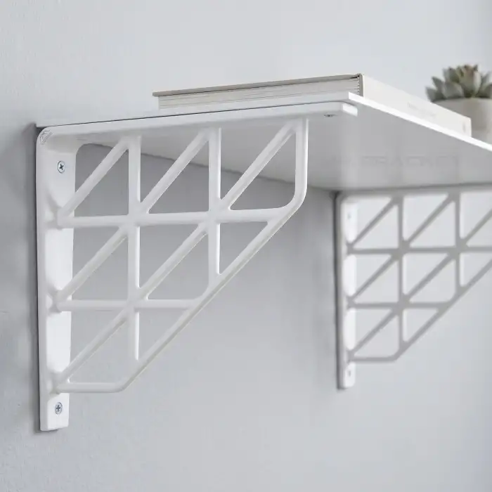 Beyaz Üçgen Desen Plastik Raf Altı Tutucu Ayak 18cm - Banyo L Raf Ayağı Duvar Montaj Destek Aparatı