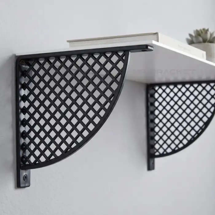 Siyah Hasır Desen Plastik Raf Altı Tutucu Ayak 18cm- Koridor L Raf Ayağı Duvar Montaj Destek Aparatı