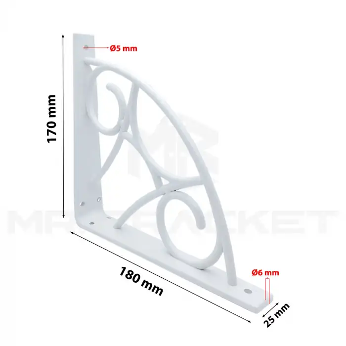 Beyaz Koç Desen Plastik Raf Altı Tutucu Ayak 18cm - Balkon L Raf Ayağı Duvar Montaj Destek Aparatı