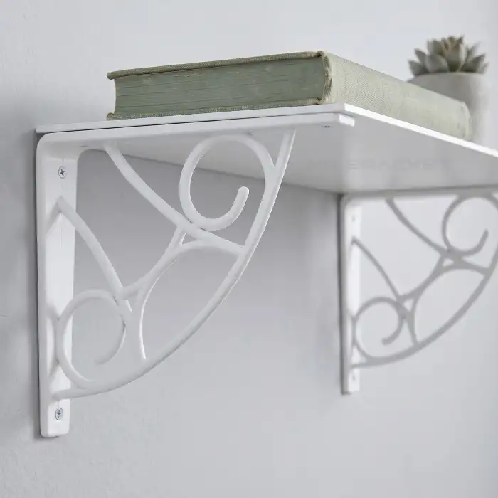 Beyaz Koç Desen Plastik Raf Altı Tutucu Ayak 18cm - Balkon L Raf Ayağı Duvar Montaj Destek Aparatı