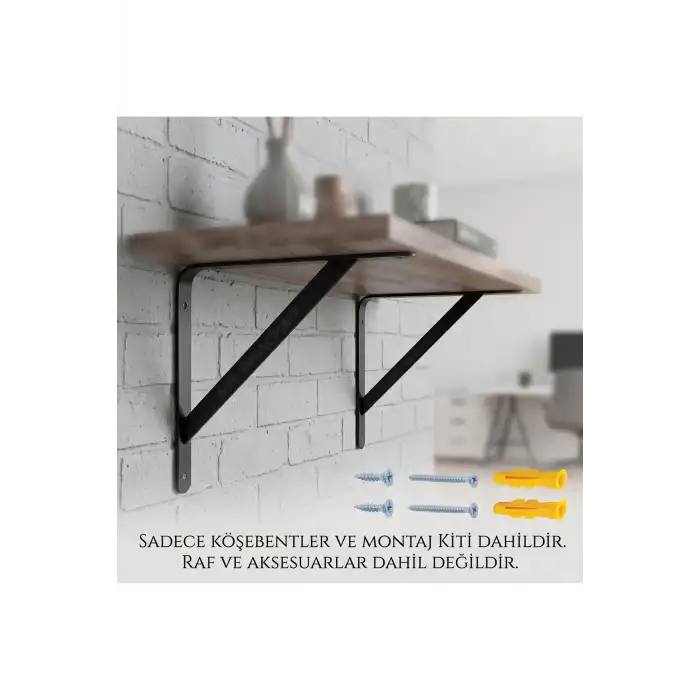20x20cm Orta Yük 2 ad. Gümüş Modern Raf Altı Tutucu Ayak - Metal L Demir Duvar Montaj Destek Aparatı
