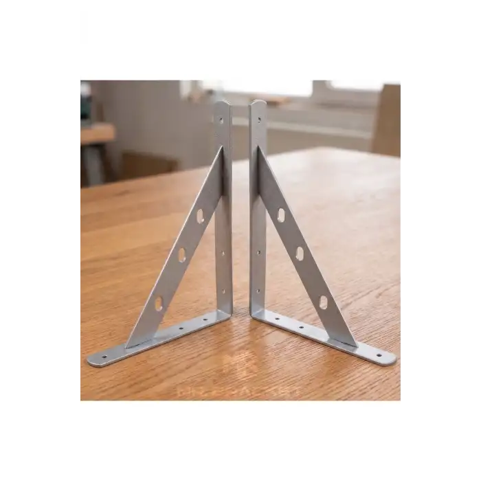 25x20cm - 2 ad. Çelik Gümüş Raf Altı Ayak - Metal Raf Tutucu L Demir Duvar Montaj Destek Aparatı