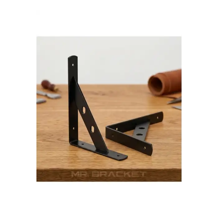 20x16cm - 2 ad. Çelik Siyah Raf Altı Ayak - Metal Raf Tutucu L Demir Duvar Montaj Destek Aparatı