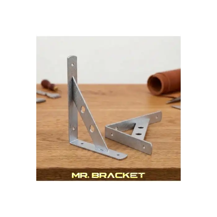 20x16cm - 2 ad. Çelik Gümüş Raf Altı Ayak - Metal Raf Tutucu L Demir Duvar Montaj Destek Aparatı