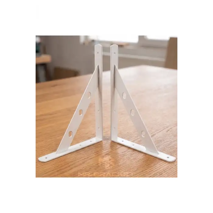 25x20cm - 2 ad. Çelik Beyaz Raf Altı Ayak - Metal Raf Tutucu L Demir Duvar Montaj Destek Aparatı