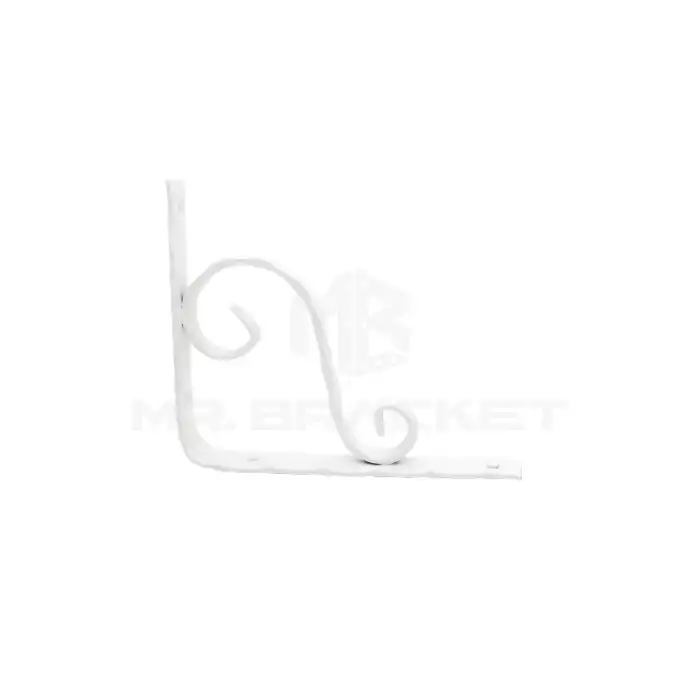 16x19cm- 2 ad. 5mm Ağır Yük Beyaz Ferforje Raf Altı Tutucu Ayak - Metal L Demir Duvar Montaj Aparatı