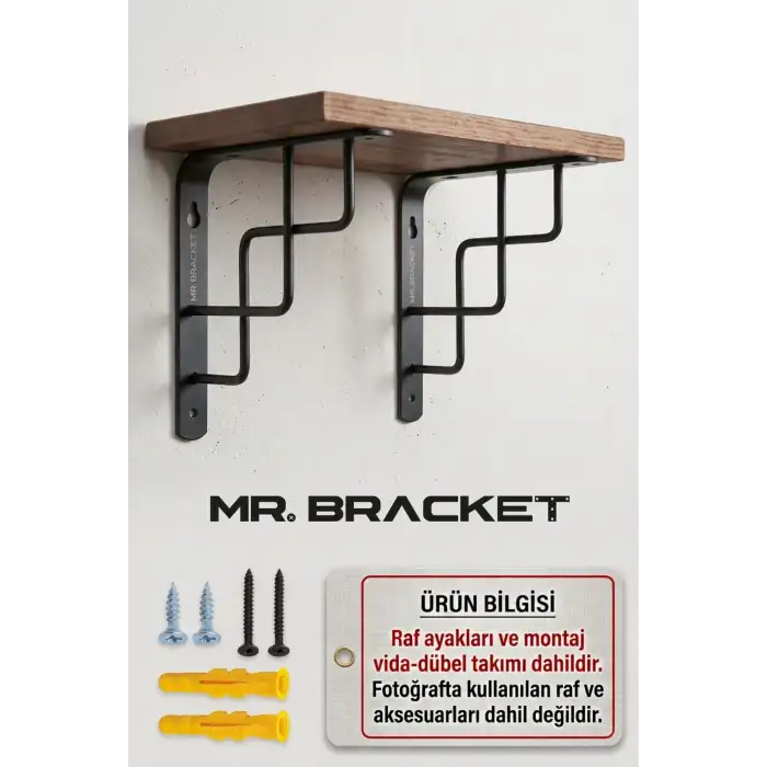 15x15cm - 2 Ad. Siyah Dekoratif Raf Altı Ayak - Metal Raf Tutucu L Demir Duvar Montaj Destek Aparatı