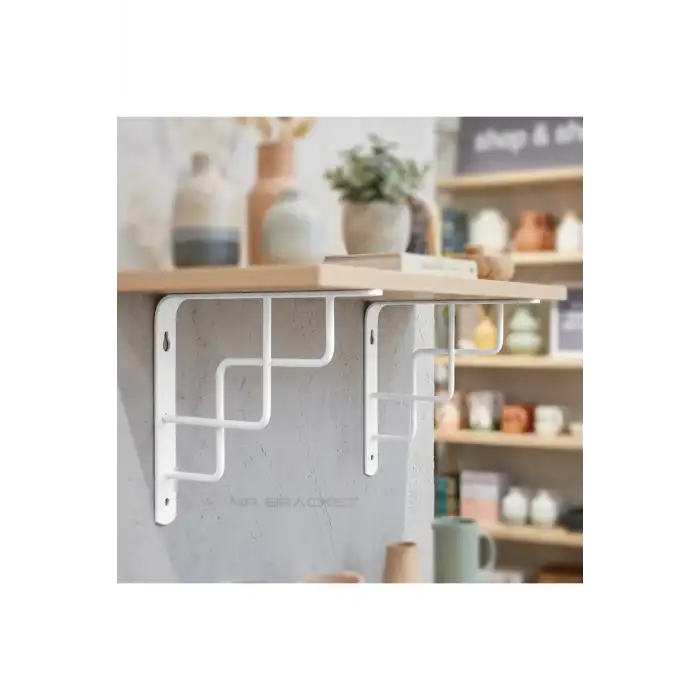 30x30cm - 2 Ad. Beyaz Dekoratif Raf Altı Ayak - Metal Raf Tutucu L Demir Duvar Montaj Destek Aparatı