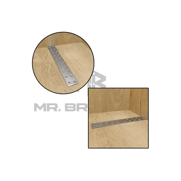 2 ad. Düz Lama Gönye Köşe Bağlantı Demiri 3x20cm - Mobilya Raf Masa Sabitleme Birleştirme Aparatı