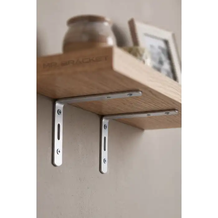6x11.5cm - 4 ad. Gümüş Modern Çelik Raf Altı Ayak - Metal Raf Tutucu L Demir Duvar Destek Aparatı