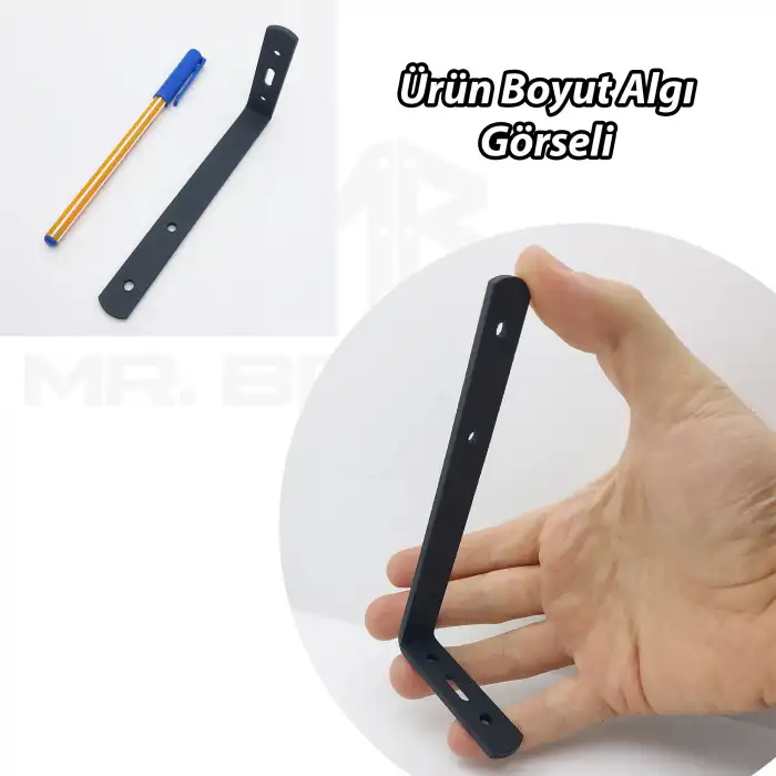 6x14cm - 4 ad. Mat Siyah Modern Çelik Raf Altı Ayak - Raf Tutucu Destek Aparatı - Metal L Raf Ayağı