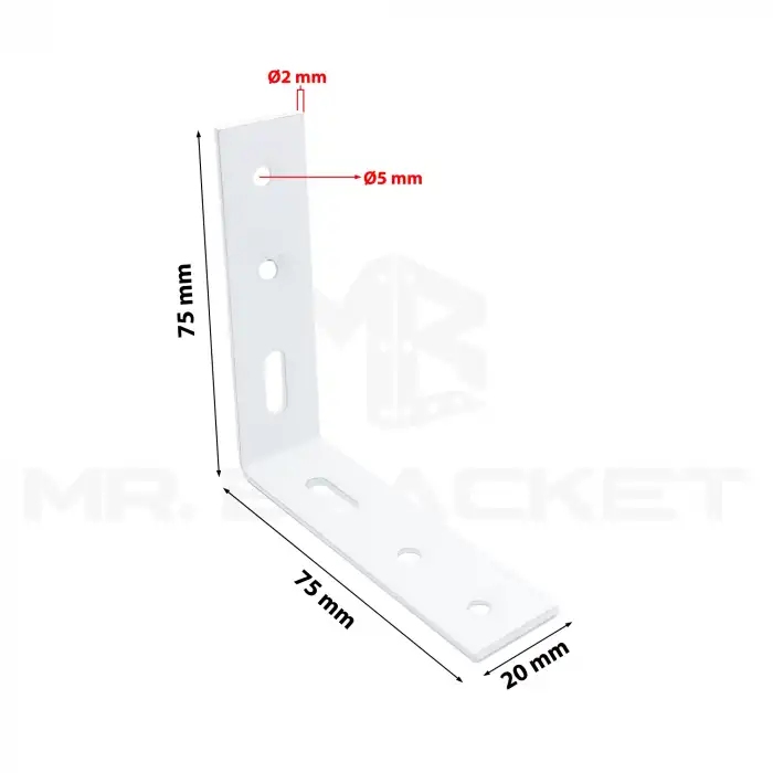 7.5 x 7.5 cm - 4 ad. Beyaz L Demir Gönye Köşebent - Mobilya Dolap Köşe Birleştirme Bağlantı Aparatı