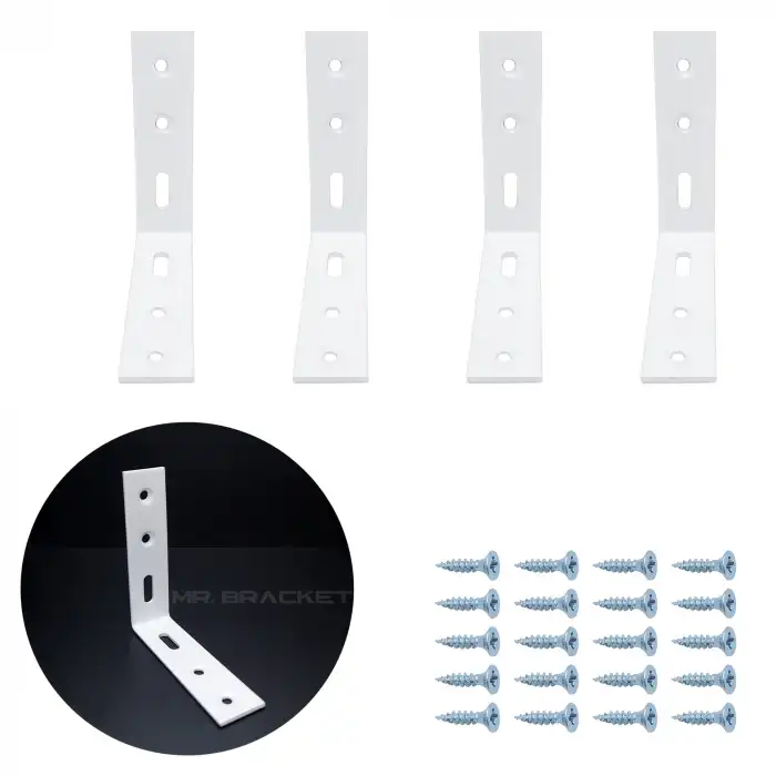 7.5 x 7.5 cm - 4 ad. Beyaz L Demir Gönye Köşebent - Mobilya Dolap Köşe Birleştirme Bağlantı Aparatı