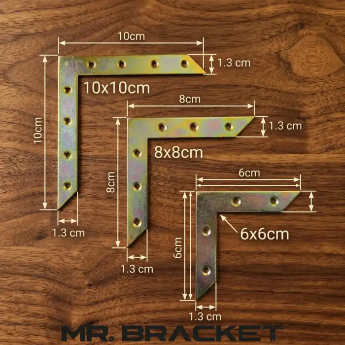 8 ad. Sac Gönye Düz Gönye Köşe Bağlantı Demiri 8x8cm - Çerçeve Sandalye Masa Sehpa Tamir Birleştirme
