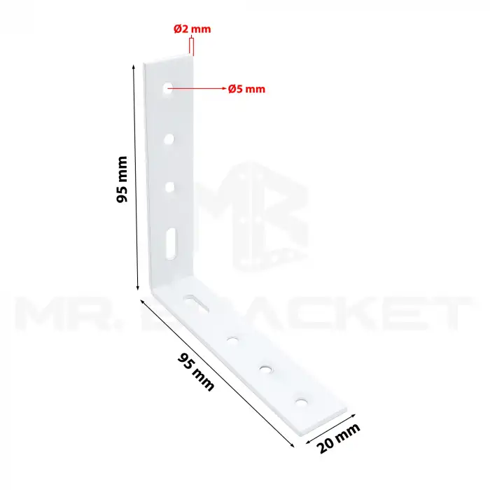 9.5 x 9.5 cm - 4 ad. Beyaz L Demir Gönye Köşebent - Mobilya Dolap Gardırop Köşe Sabitleme Aparatı