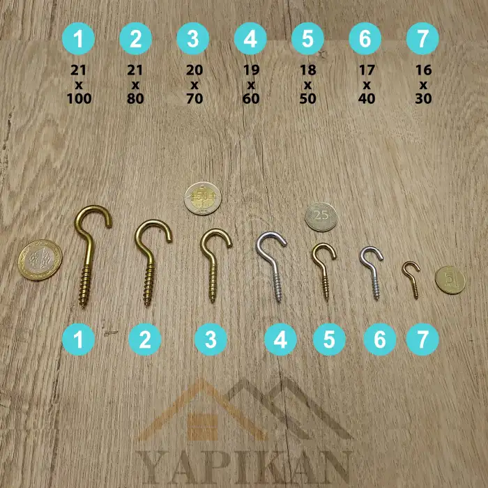 Açık Piton Kanca 21x100 - Tavana Duy Avize Asma Kancası Demir - Duvara İp Halat Askı Aparatı