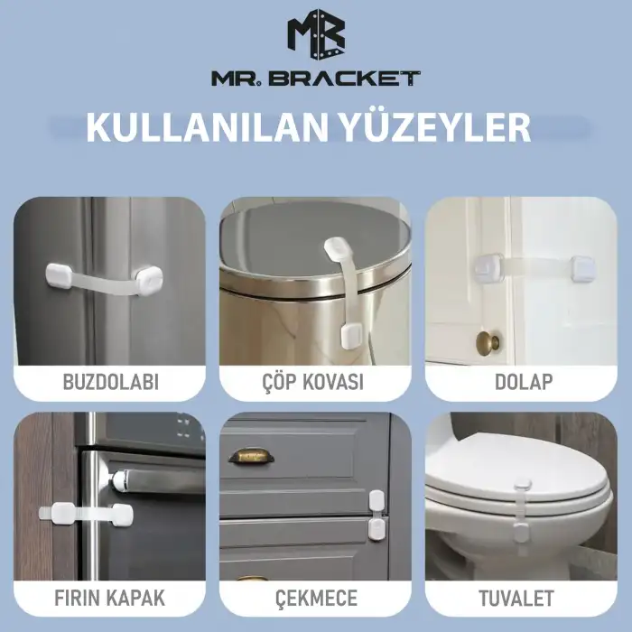 Ayarlanabilir Iz Bırakmaz Çok Amaçlı Dolap Buzdolabı Klozet Çekmece Kilidi Çocuk Kilit 3m Yapışkanlı