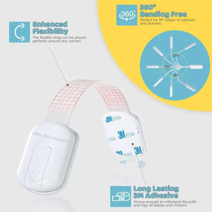 Ayarlanabilir Iz Bırakmaz Çok Amaçlı Dolap Buzdolabı Klozet Çekmece Kilidi Çocuk Kilit 3m Yapışkanlı