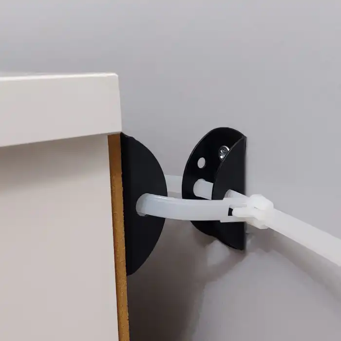 Ayarlı Klipsli Deprem Dolap Sabitleme Aparatı Seti - Mobilya Portmanto Duvar Sabitleyici Aparat