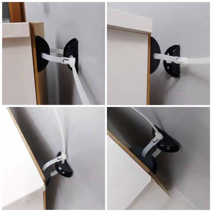 Ayarlı Klipsli Deprem Dolap Sabitleme Aparatı Seti - Mobilya Portmanto Duvar Sabitleyici Aparat