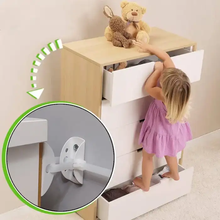 Ayarlı Klipsli Duvara Eşya Sabitleme Kiti - Mobilya Devrilme Önleyici Kitaplık Şifonyer Sabitleyici