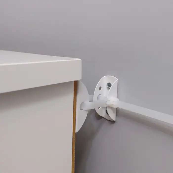 Ayarlı Klipsli Duvara Eşya Sabitleme Kiti - Mobilya Devrilme Önleyici Kitaplık Şifonyer Sabitleyici