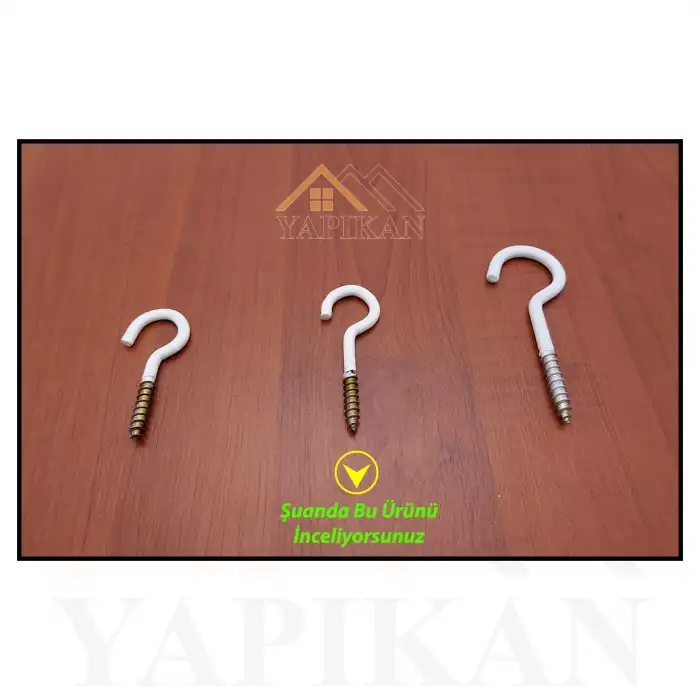 Beyaz Açık Piton Kanca 21x100 - Tavana Avize Asma Kancası Demir - Duvara Halat Askı Aparatı