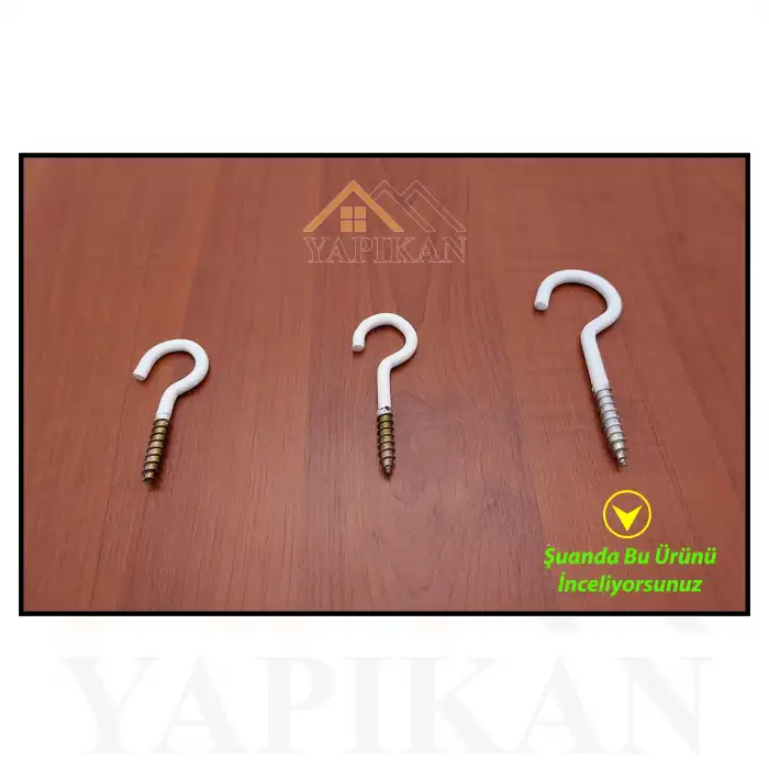 Beyaz Açık Piton Kanca 22x130 - Tavana Avize Asma Kancası Demir - Duvara Halat Askı Aparatı