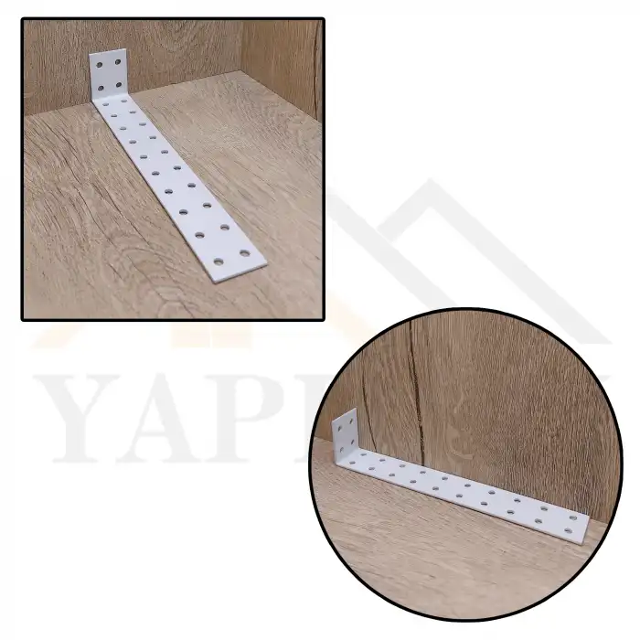 30x40x200 mm - Beyaz Dekoratif Dolap Sabitleme Aparatı Çelik - Mobilya Sabitleyici Kit - Duvara Eşya Sabitleme Demiri