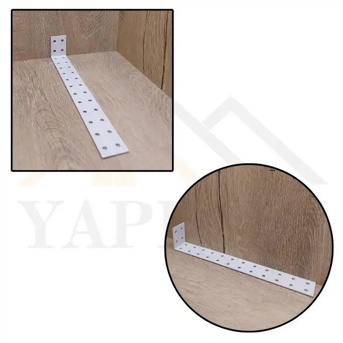 30x40x240 mm - Beyaz Dekoratif Dolap Sabitleme Aparatı Çelik - Mobilya Sabitleyici Kit - Duvara Eşya Sabitleme Demiri