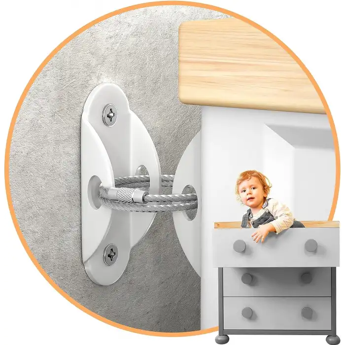 Çelik Halatlı Ağır Eşya Dolap Sabitleme Aparatı Deprem Kiti Bebek Çocuk Güvenlik Mobilya Sabitleyici