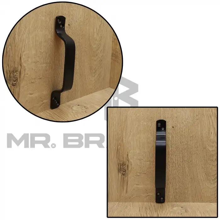 Dekoratif Siyah Çelik Tutma Kulpu 165mm - Dayanıklı Bina Bahçe Kapısı Okul Dış Mekan Metal Kapı Kolu